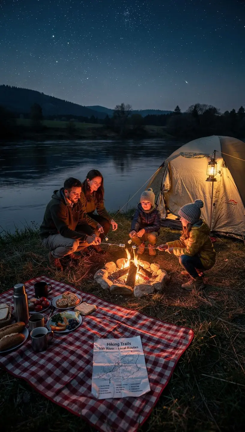 A picturesque landscape of the High Tatras mountains with a winding road and lush greenery.